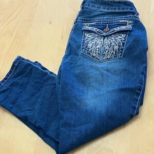 a.n.a Dark Blue‎ Capri Jeans with Intricate Pocket Design Size 10